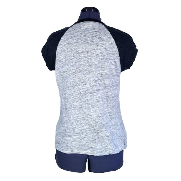 Madewell 100% Linen Raglan Tee Shirt Gray Heather and Black Women's Size Small - Picture 2 of 6